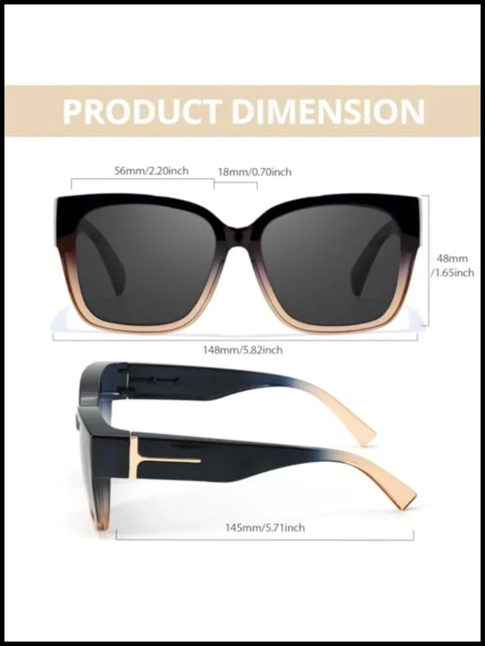 Polarized Sunglasses Fit Over Glasses UV400 Square Oversized for Driving &